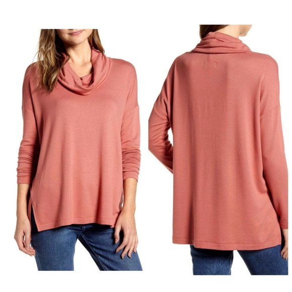 Lou & Grey Sweaters - LOU & GREY Pale Rose Soft Knit Cowl Neck Sweater